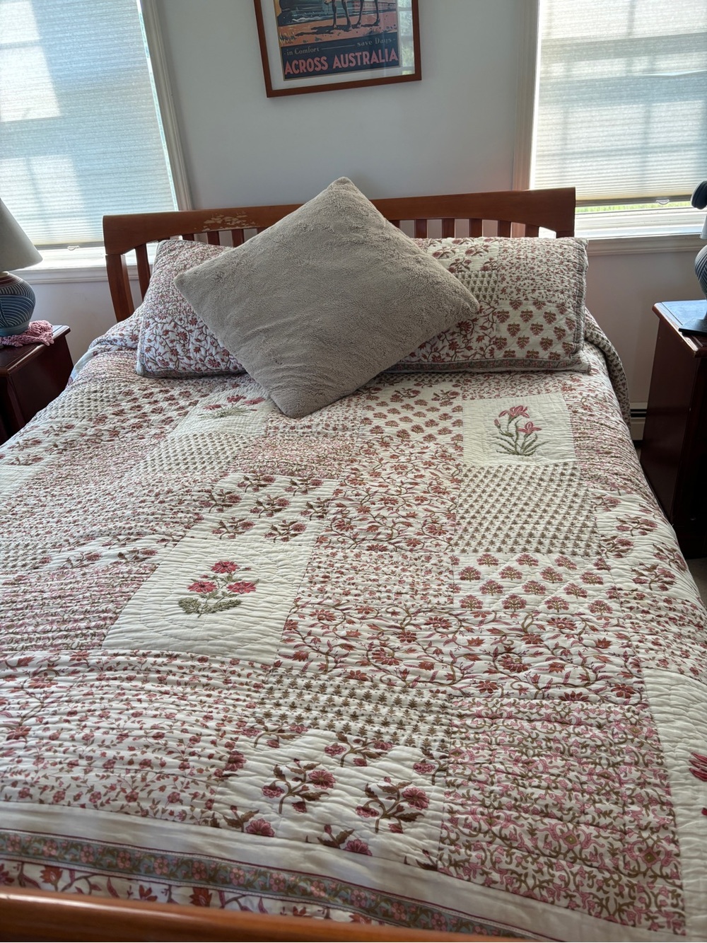 The Company Store Rose and Cream Floral Patchwork Quilt